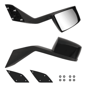 Black Hood Mirror Assembly Kit Replacement With Mounting Kit