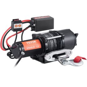 VEVOR Electric Winch, 12V 4500 lb Load Capacity Nylon Rope Winch