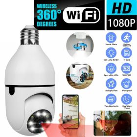 IR E27 Light Bulb Camera 1080P HD Wireless Wifi Smart Home Security Camera (Color: White)