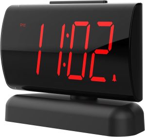 Alarm Clock Large Digital Rotating Base, 2-level Brightness Digital Clock Bedroom, Bedside Alarm Clock, Format Socket Power Supply (Color: Black)