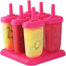 6Pcs Popsicle Molds Reusable Ice Cream DIY Ice Pop Maker Ice Bar Maker Plastic Popsicle Mold For Homemade Iced Snacks (Color: HotPink)