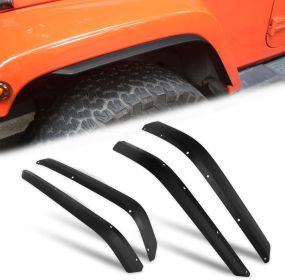 Front & Rear Fender Flares Compatible with 2007-2018 Jeep Wrangler JK JKU, Off-Road Wheel Flares Liner 4 PCS (Main Material: ABS, Main Color: Black)